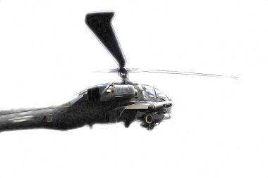 askeri helikopter resim sanatı klasiği çiziyor