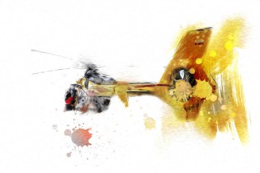 askeri helikopter resim sanatı klasiği çiziyor