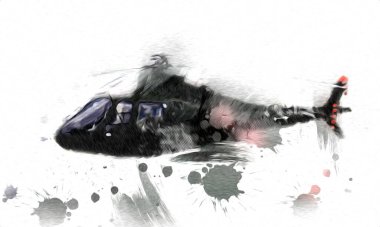 askeri helikopter resim sanatı klasiği çiziyor