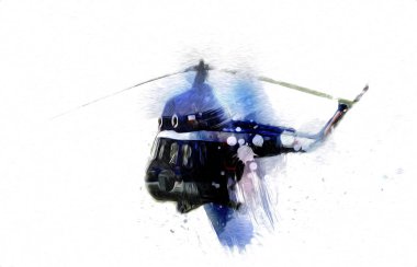 askeri helikopter resim sanatı klasiği çiziyor