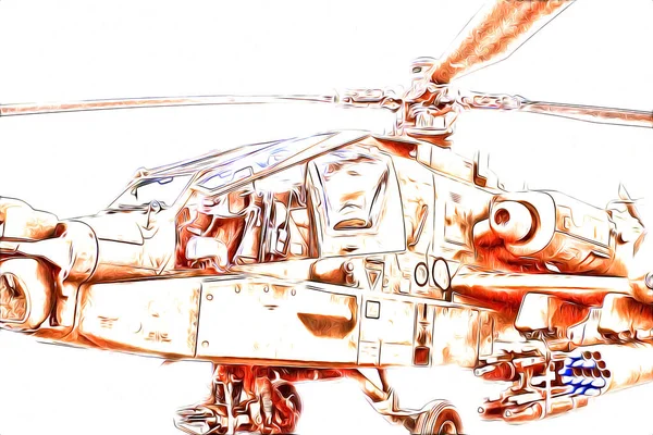 Military Helicopter Drawing Illustration Art Vintage — Stock Photo, Image