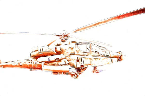 Helicóptero Militar Dibujo Ilustración Arte Vintage — Foto de Stock