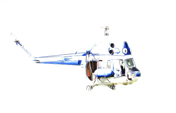Helicóptero Militar Dibujo Ilustración Arte Vintage — Foto de Stock