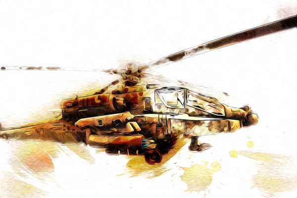 Military Helicopter Drawing Illustration Art Vintage — Stock Photo, Image