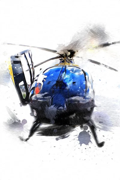 Military Helicopter Drawing Illustration Art Vintage — Stock Photo, Image