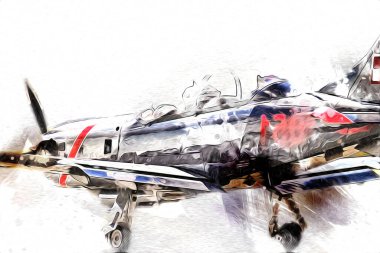 Amerikan savaş uçağı resim sanatı klasiği çiziyor.