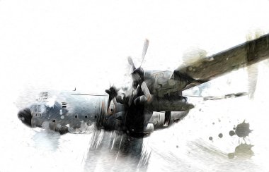Amerikan savaş uçağı resim sanatı klasiği çiziyor.