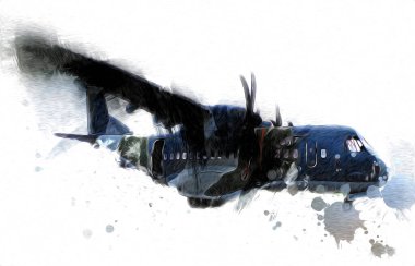 Amerikan savaş uçağı resim sanatı klasiği çiziyor.