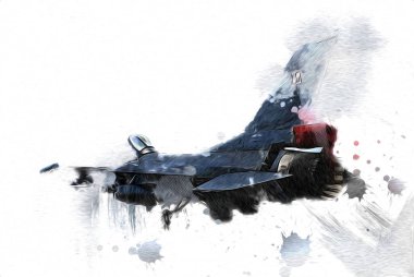 Amerikan savaş uçağı resim sanatı klasiği çiziyor.