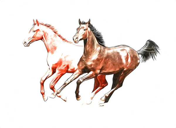 Colorido Caballo Arte Ilustración Grunge Pintura —  Fotos de Stock