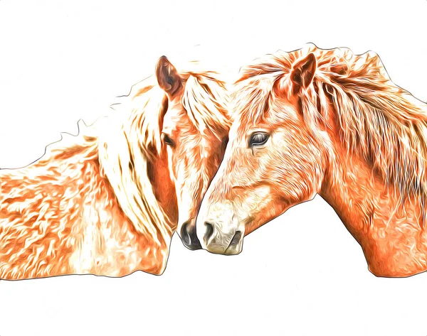 Colorido Caballo Arte Ilustración Grunge Pintura —  Fotos de Stock