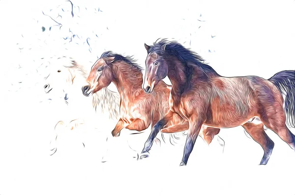 Colorido Caballo Arte Ilustración Grunge Pintura —  Fotos de Stock