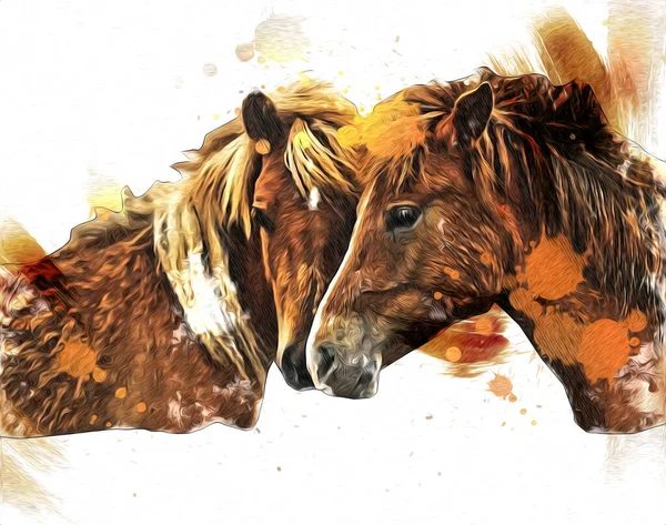 Bunte Pferd Kunst Illustration Grunge Malerei — Stockfoto