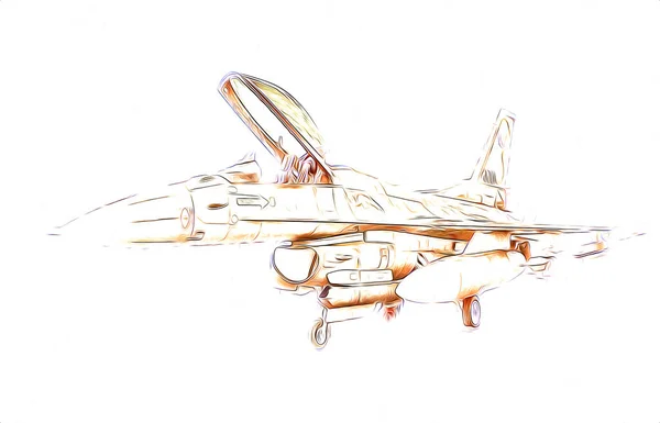 American Jet Fighter Aircraft Drawing Illustration Art Vintage — Stock Photo, Image