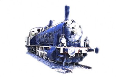 Eski buharlı lokomotif motoru antika