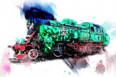 Eski buharlı lokomotif motoru antika