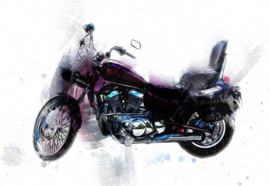 Motosiklet görüntüleme rengi izole edilmiş sanat antika retro