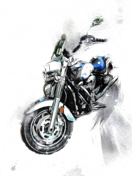 Ilustración Motocicleta Color Arte Aislado Vintage Retro — Foto de Stock