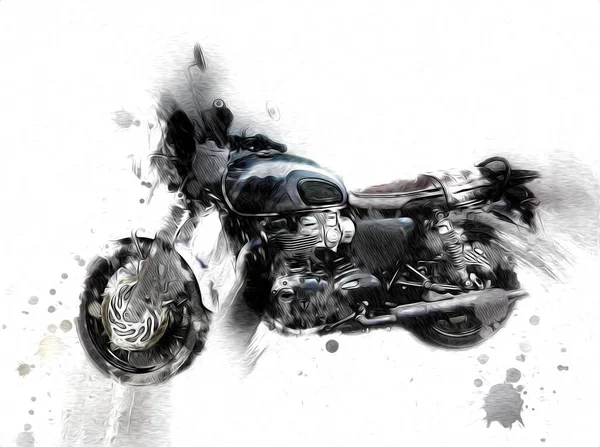 Motor Cycle Llustration Color Isolated Art Vintage Retro — Stock Photo, Image