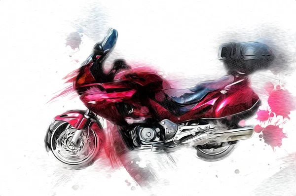 Motor cycle llustration color isolated art vintage retro