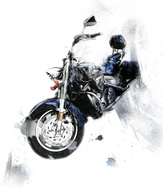 Motorrad Llustration Farbe Isoliert Kunst Vintage Retro — Stockfoto