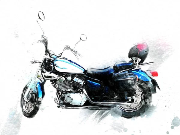 Motocykl Ilustracja Kolor Izolowane Sztuki Vintage Retro — Zdjęcie stockowe