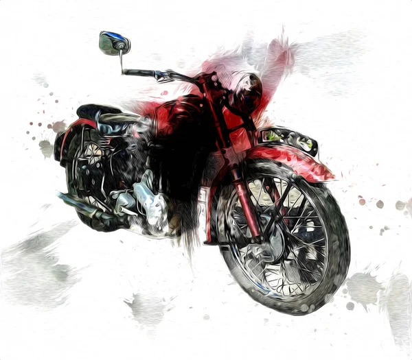 Motor Cycle Llustration Color Isolated Art Vintage Retro — Stock Photo, Image