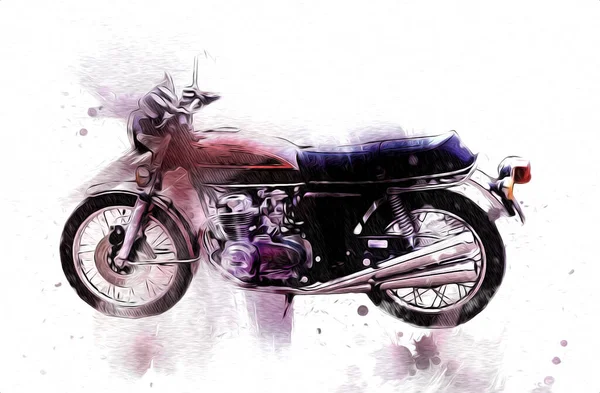 Motorrad Llustration Farbe Isoliert Kunst Vintage Retro — Stockfoto