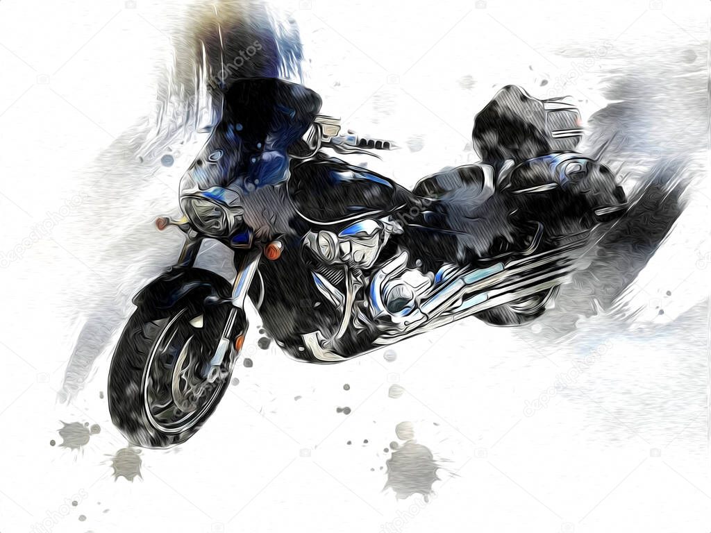 Motor cycle llustration color isolated art vintage retro