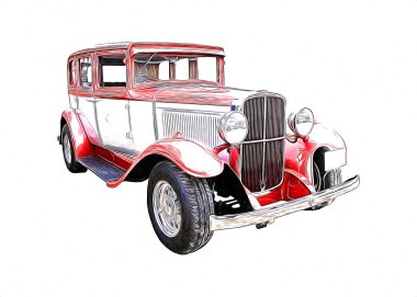 Klasik Retro Klasik Eski Araba Çizimi