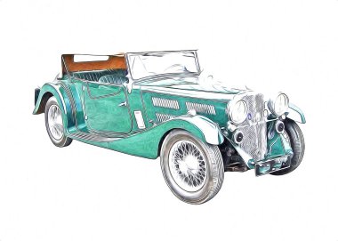 Klasik Retro Klasik Eski Araba Çizimi