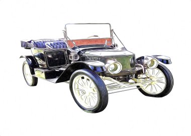 Klasik Retro Klasik Eski Araba Çizimi