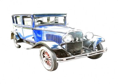 Klasik Retro Klasik Eski Araba Çizimi