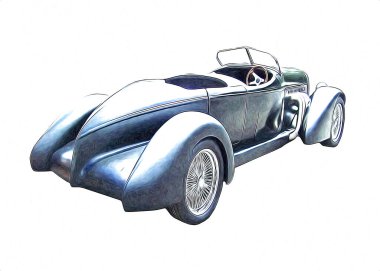 Klasik Retro Klasik Eski Araba Çizimi