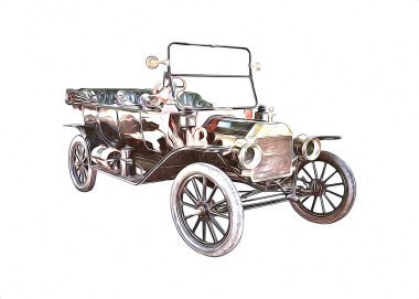 Klasik Retro Klasik Eski Araba Çizimi
