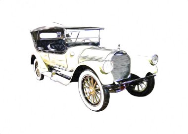 Klasik Retro Klasik Eski Araba Çizimi