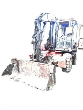 Ekskavatör illüstrasyon izole renk sanat eseri