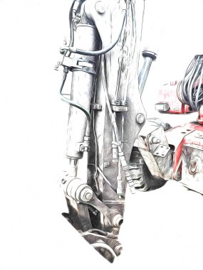 Ekskavatör illüstrasyon izole renk sanat eseri