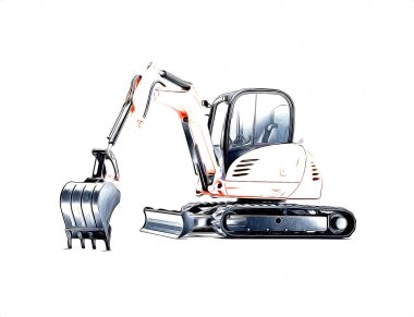 Ekskavatör illüstrasyon izole renk sanat eseri