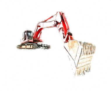Ekskavatör illüstrasyon izole renk sanat eseri