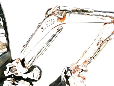 Ekskavatör illüstrasyon izole renk sanat eseri