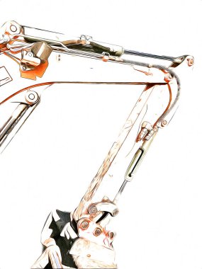 Ekskavatör illüstrasyon izole renk sanat eseri