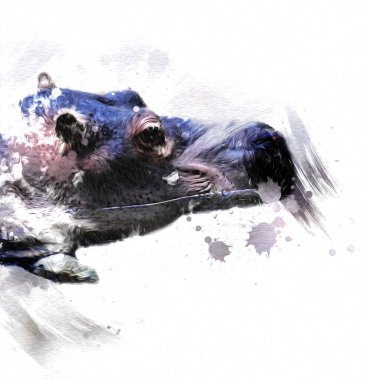 Hippo illüstrasyon sanatı klasik tasarım çizer