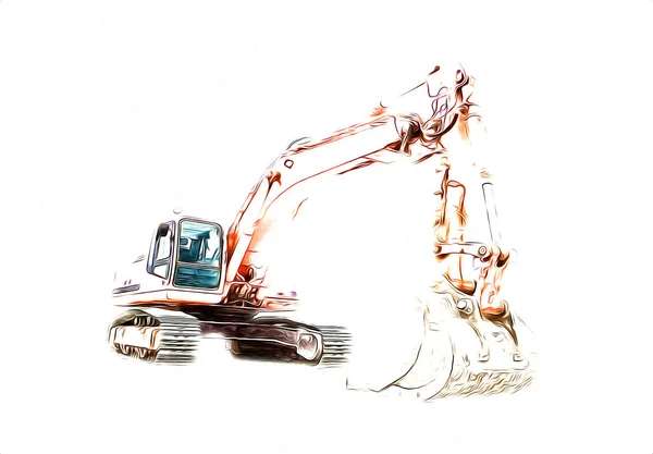 Excavator Illustration Color Isolated Art Work — Stock Photo, Image