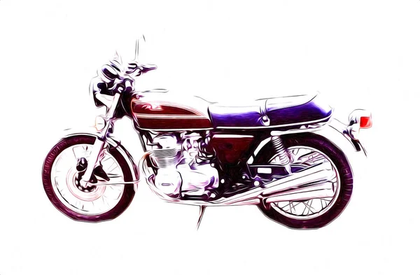 Motor Cycle Llustration Color Isolated Art Vintage Retro — Stock Photo, Image