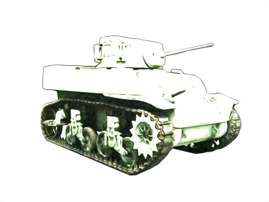 Vintage tank izole çizim sanat illüstrasyonu