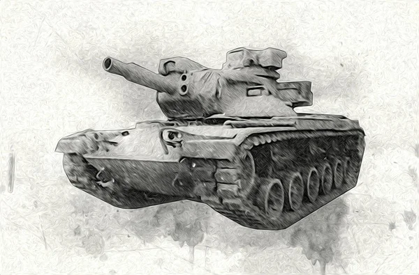 Vintage Tank Isolated Drawing Sketch Art Illustration — Stock Photo, Image