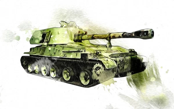 Vintage Tank Isolated Drawing Sketch Art Illustration — Stock Photo, Image