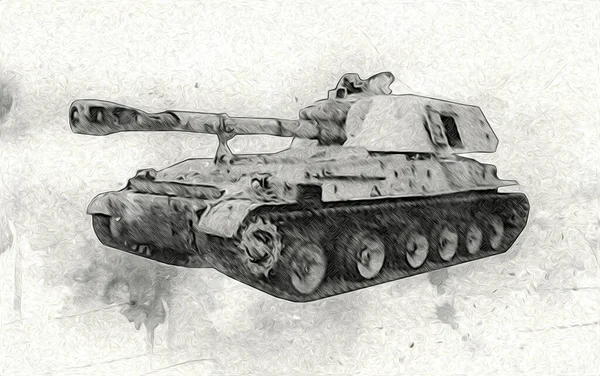 Vintage Tank Geïsoleerde Tekening Schets Kunst Illustratie — Stockfoto