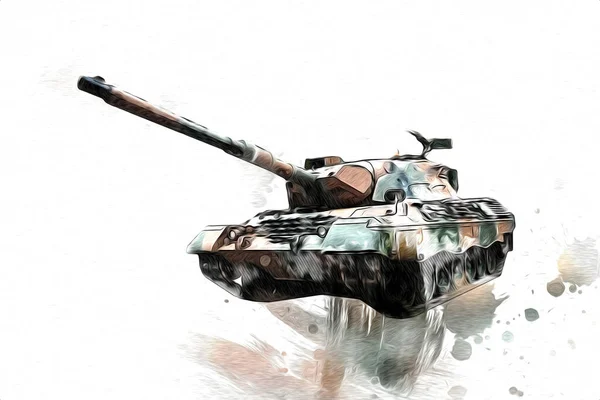 Vintage Tank Isolated Drawing Sketch Art Illustration — Stock Photo, Image